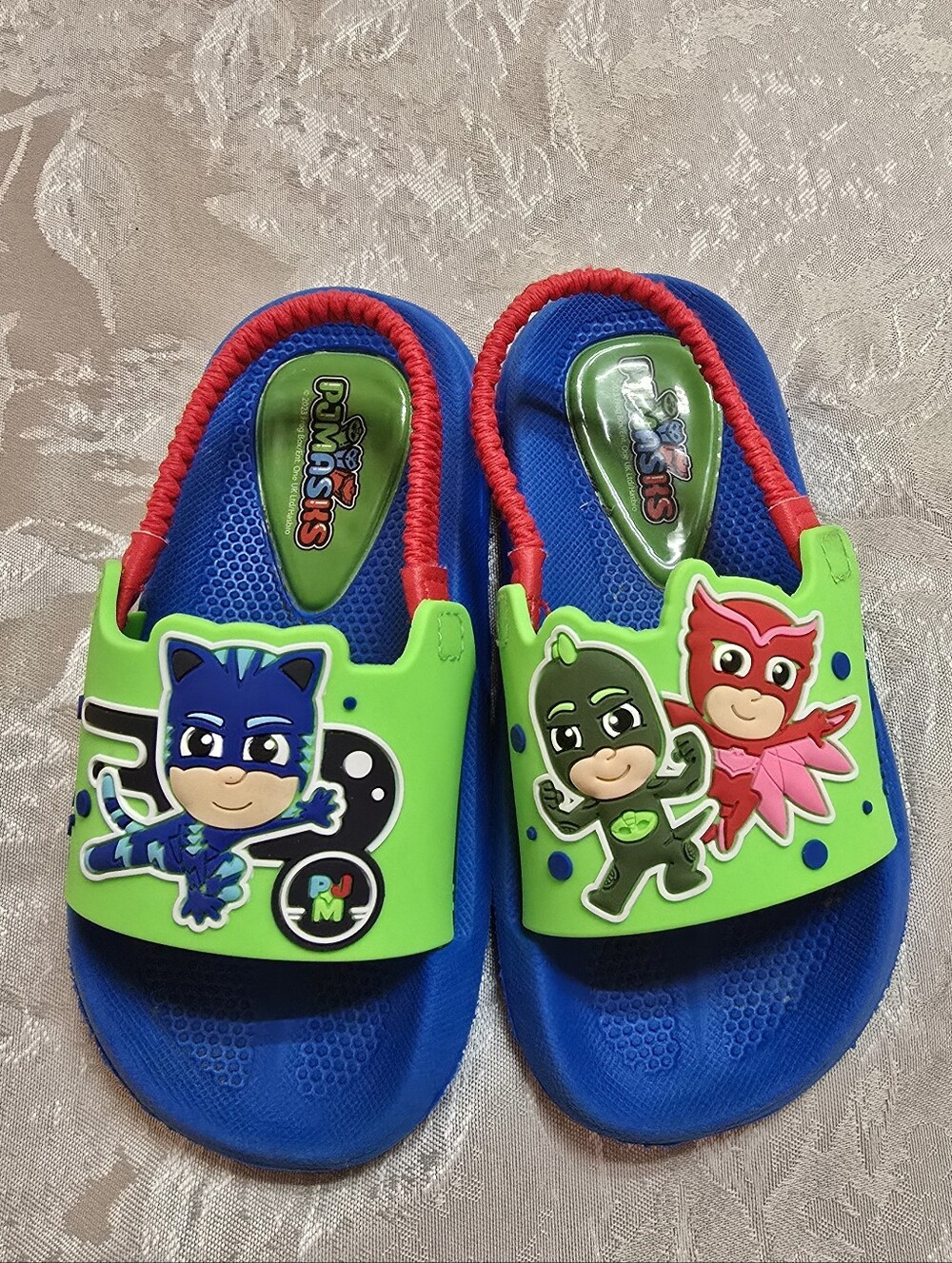 Toddler Boys PJ Masks Slide Slingback Sandal Size 7-8 Summer Disney Beach Swim